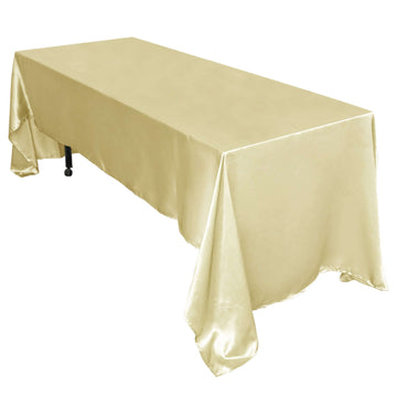 Satin Rectangular 60"x126" Tablecloth Champagne - Smooth and Lustrous Table Cover