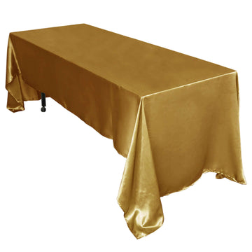 Satin Rectangular 60"x126" Tablecloth Gold - Smooth and Lustrous Finish for Weddings and Parties