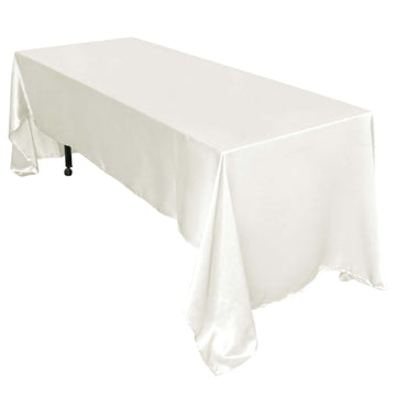 Satin Rectangular 60"x126" Tablecloth Ivory - Smooth and Lustrous Table Cover