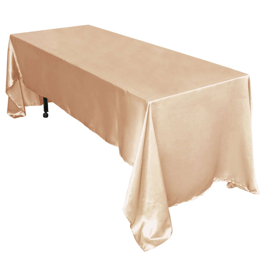 60"x126" Nude Satin Rectangular Tablecloth