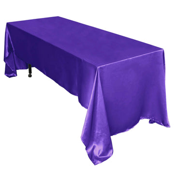 Satin Rectangular 60"x126" Tablecloth Purple - Smooth and Lustrous Table Cover