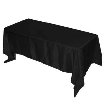 Satin Rectangular 72"x120" Tablecloth Black - Smooth & Easy to Maintain Table Cover