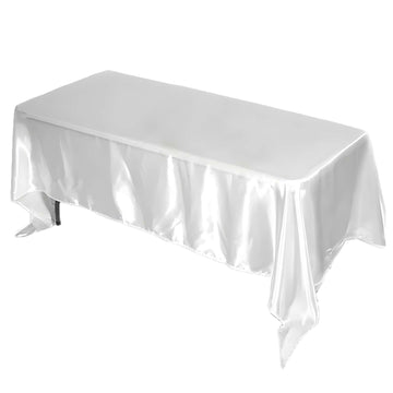 Satin Rectangular 72"x120" Tablecloth White - Smooth & Easy to Maintain Table Cover For Classy Weddings & Events