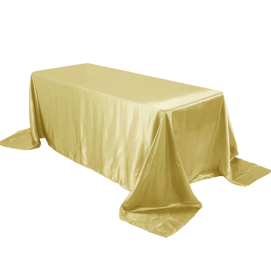 90x132Inch Champagne Satin Seamless Rectangular Tablecloth