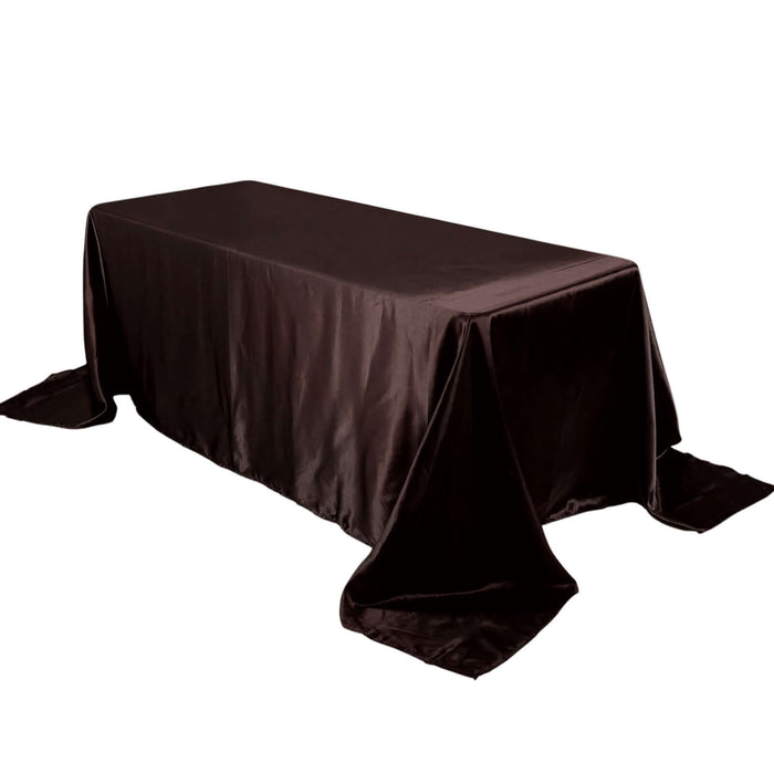 90x132Inch Chocolate Satin Seamless Rectangular Tablecloth