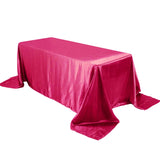 90x132Inch Fuchsia Satin Seamless Rectangular Tablecloth