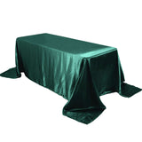 90x132Inch Hunter Emerald Green Satin Seamless Rectangular Tablecloth