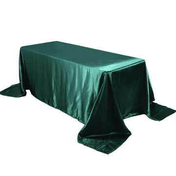 Satin Rectangular 90"x132" Tablecloth Hunter Emerald Green - Seamless Table Cover