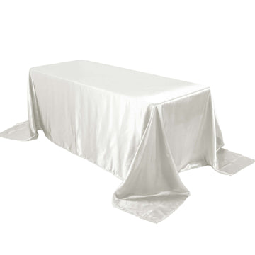 Satin Rectangular 90"x132" Tablecloth Ivory - Seamless Table Cover