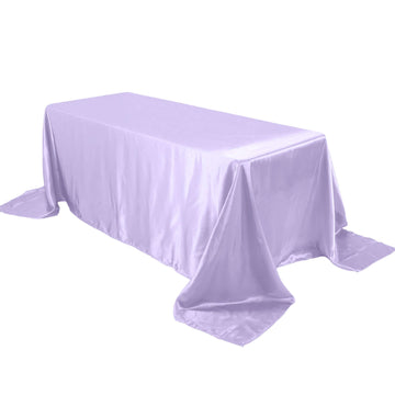 Satin Rectangular 90"x132" Tablecloth Lavender Lilac - Seamless Table Cover