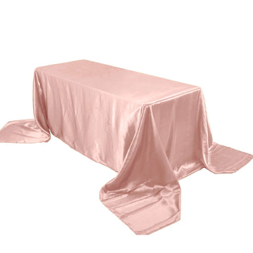 Satin Rectangular 90"x156" Tablecloth Dusty Rose - Seamless Table Cover