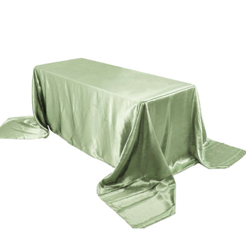 Satin Rectangular 90"x156" Tablecloth Sage Green - Seamless Table Cover