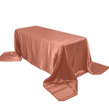 Satin Rectangular 90"x156" Tablecloth Terracotta (Rust) - Seamless Table Cover