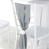 Pack of 5 | Accordion Crinkle Taffeta Chair Sashes - Silver