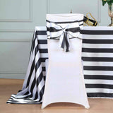 5 Pack | 6" x 108 " | Black & White | Stripe Satin Chair Sashes