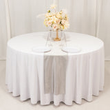 Shimmer Silver Premium Scuba Polyester Table Runner, Wrinkle Free Table Linen