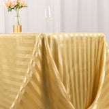 90x132inch Champagne Satin Stripe Seamless Rectangular Tablecloth