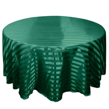 Satin Striped 120" Round Tablecloth Hunter Emerald Green - Silky Smooth Seamless Table Cover