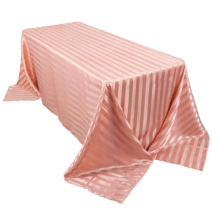 90x132inch Dusty Rose Satin Stripe Seamless Rectangular Tablecloth