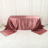 90x156inch Cinnamon Rose Satin Rectangular Tablecloth