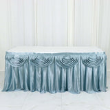 14ft Dusty Blue Pleated Satin Double Drape Table Skirt