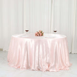 132inch Blush / Rose Gold Seamless Satin Round Tablecloth