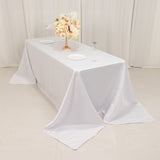 90x132inch white Seamless Lamour Satin Rectangle Tablecloth for 6 Foot Table