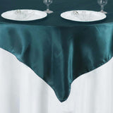 60x60inch Peacock Teal Seamless Square Satin Table Overlay#whtbkgd