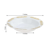 10 Pack | Gold Embossed White 12oz Disposable Plastic Soup Bowl - Round With Scalloped Edges