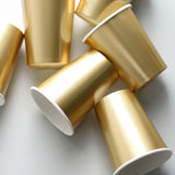 24 Pack | Metallic Gold 9oz Paper Cups, Disposable Party Cup Tableware All Purpose