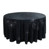 Scuba Round Tablecloth 120 Black with Rhinestone Accents – Seamless, Wrinkle-Free