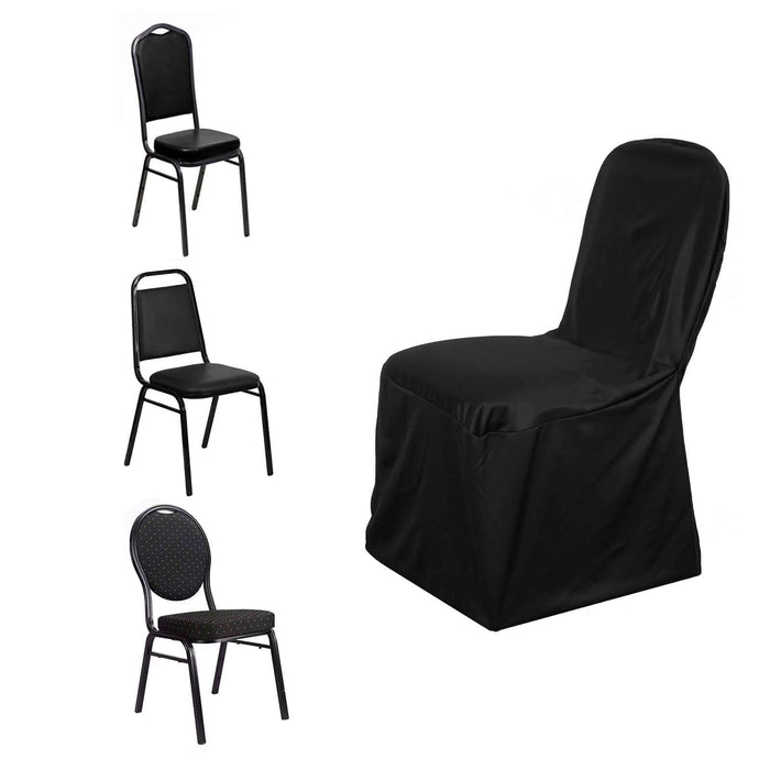 Black Stretch Slim Fit Scuba Chair Covers, Wrinkle Free Durable Slip On Chair Covers