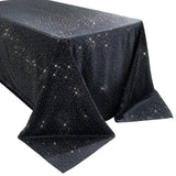 Scuba Rectangular Tablecloth 90×132inch Black Rhinestone Accents – Seamless, Wrinkle-Free
