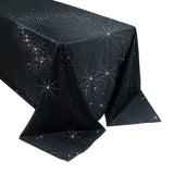Scuba Rectangular Tablecloth 90×156inch Black Rhinestone Accents – Seamless, Wrinkle-Free