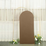 6ft Matte Taupe Spandex Fitted Chiara Backdrop Stand Cover For Round Top Wedding Arch