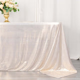 90x132inch Shiny Beige Polyester Rectangular Tablecloth With Shimmer Sequin Dots