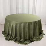 Dusty Sage Green Accordion Crinkle Taffeta Round Tablecloth 132inch Seamless for 6 Foot Table