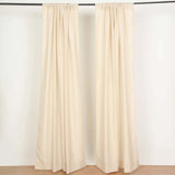 2 Pack Beige Polyester Event Curtain Drapes, 10ftx8ft Backdrop Event Panels With Rod Pockets 130 GSM