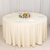 120inch Beige Premium Scuba Wrinkle Free Round Tablecloth Seamless Scuba Polyester Tablecloth