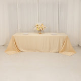 Beige Seamless Lamour Satin Rectangle Tablecloth - 90x156inch for 8 Foot Table