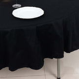 90" Black Round 100% Cotton Linen Tablecloth Washable