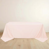 90x132inch Blush Premium Scuba Wrinkle Free Rectangular Tablecloth, Seamless Scuba Polyester