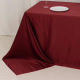 90x132inch Burgundy Seamless Lamour Satin Rectangle Tablecloth for 6 Foot Table