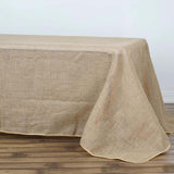 Natural Seamless Rustic Burlap Rectangle Tablecloth, Boho Chic Jute Table Linen