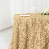 132inch Champagne Leaf Petal Taffeta Round Tablecloth