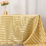 90x132inch Champagne Satin Stripe Seamless Rectangular Tablecloth