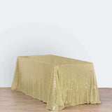 90 inch x 156 inch Champagne Premium Sequin Rectangle Tablecloth