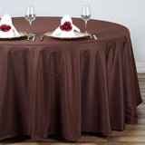 132Inch Chocolate Seamless Polyester Round Tablecloth