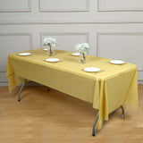 5 Pack Gold Rectangle Plastic Table Covers, 54inchx108inch PVC Disposable Tablecloths