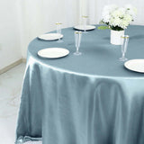 132inch Dusty Blue Seamless Satin Round Tablecloth